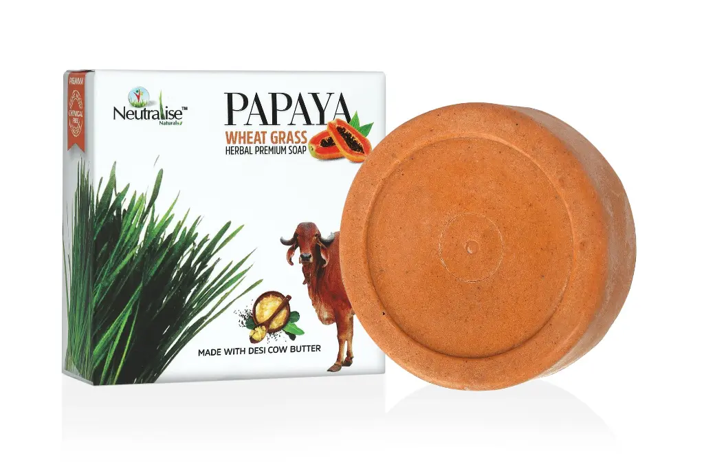 Wheatgrass  Papaya Soap  for dry skin psoriasis eczema scales.webp